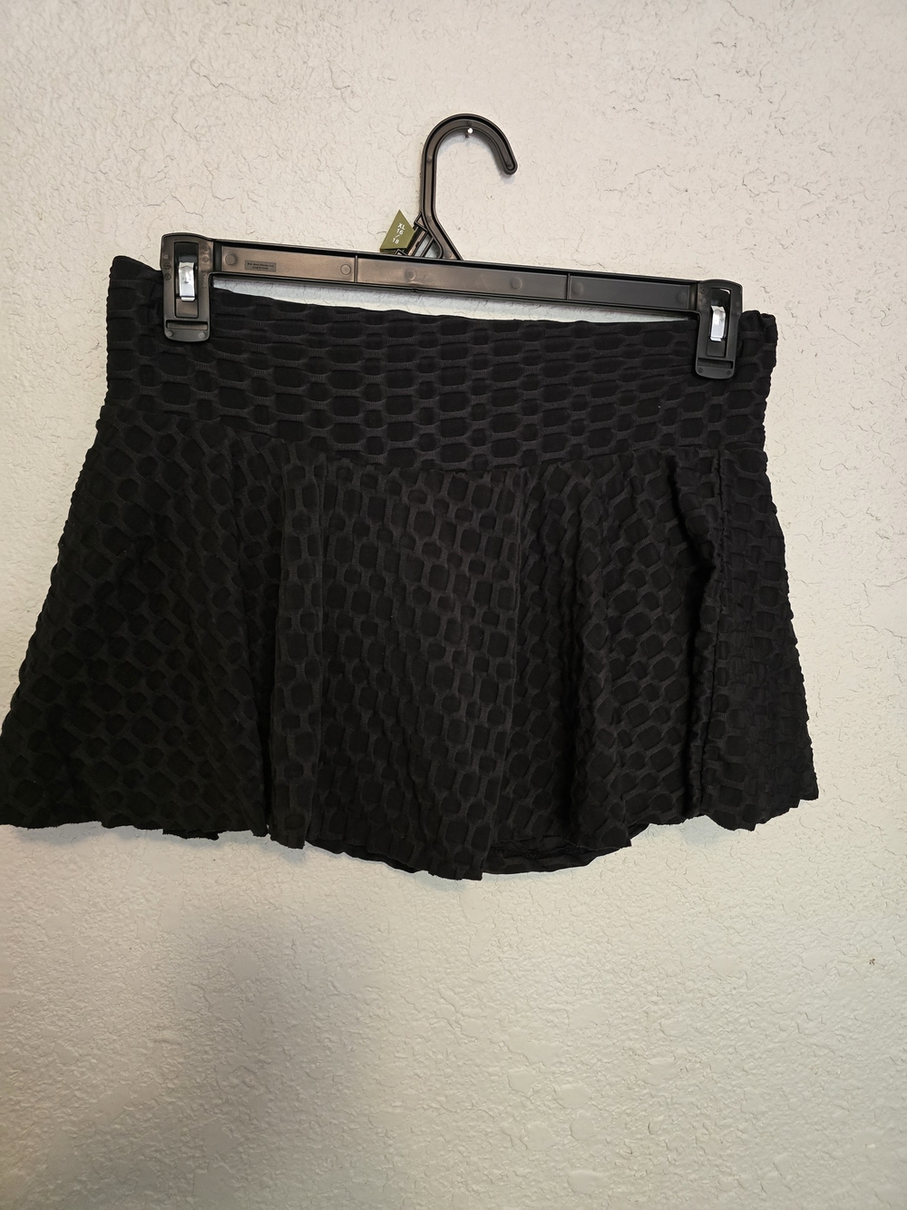 AQ/AQ Black Textured Skater Mini Skirt